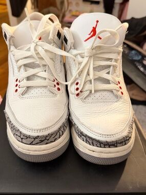 Jordan Kids White/Red Retro 3-Inspired Sneakers